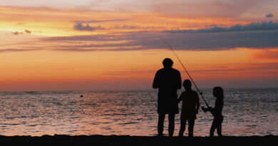 kids fishing with parent