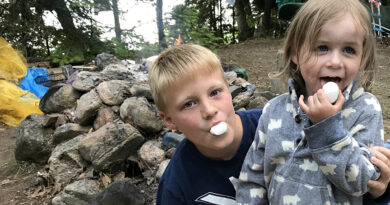 two kids with marshmallows